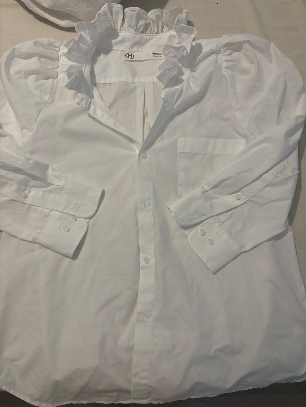 KMJ White Ruffle Collar Dress Shirt for Men